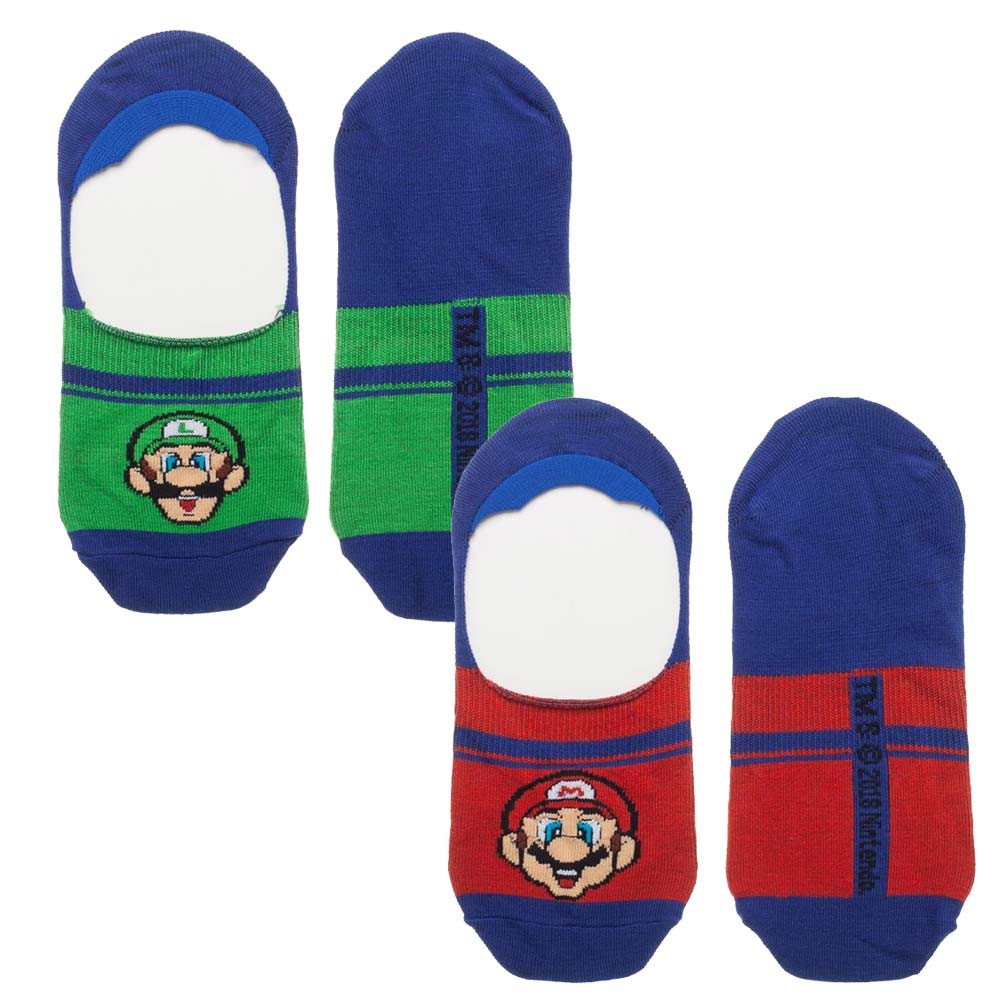 Super Mario Bros Luigi Men's Athletic Liner Socks, Red