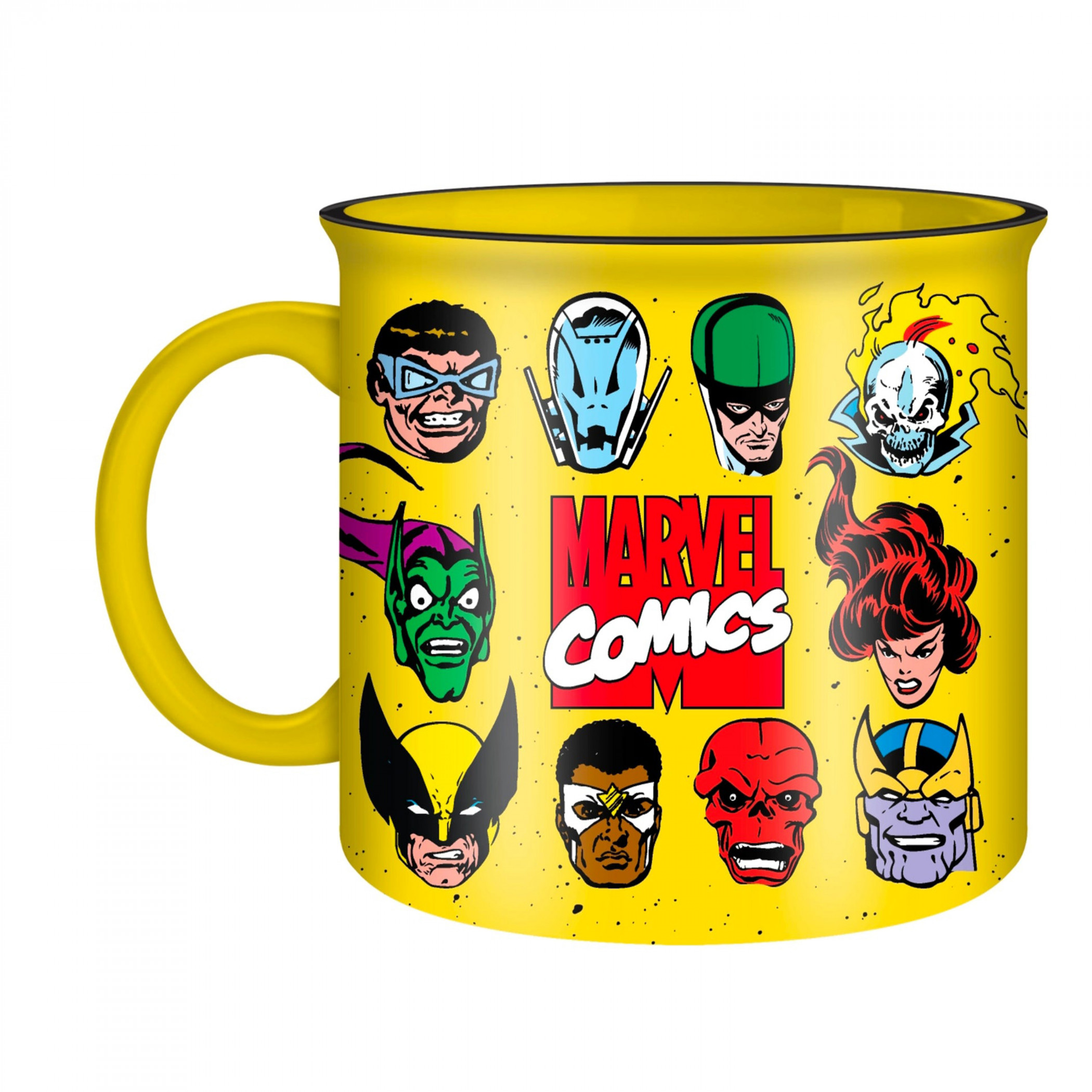 Marvel Comics Heroes and Villains 20oz Ceramic Camper Mug, Yellow