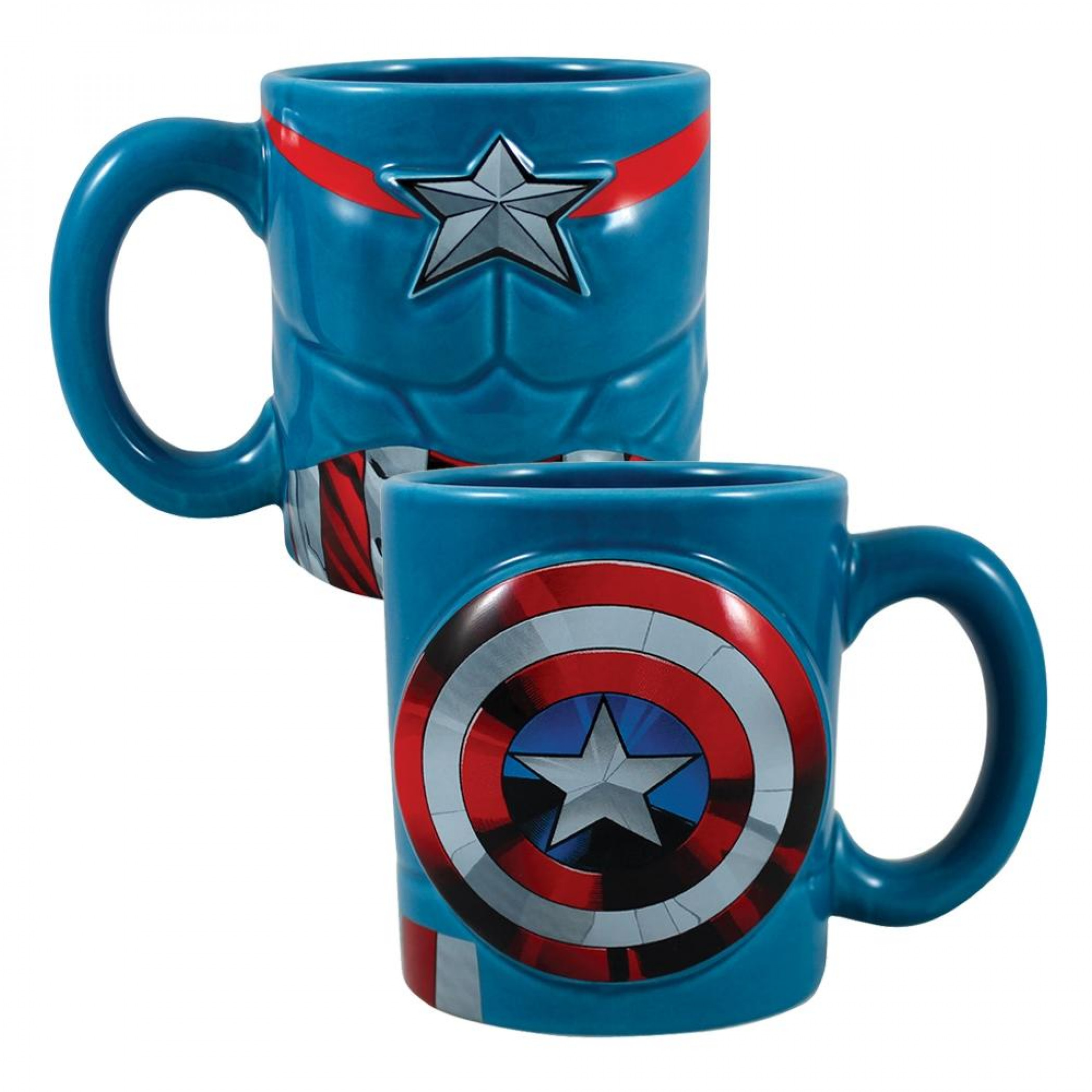 Captain America Costume 20oz Sculpted Ceramic Mug, Blue