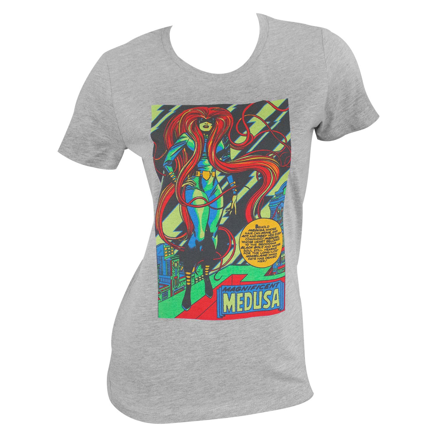 Marvel Medusa Blacklight Women's Grey Tee Shirt, Grey