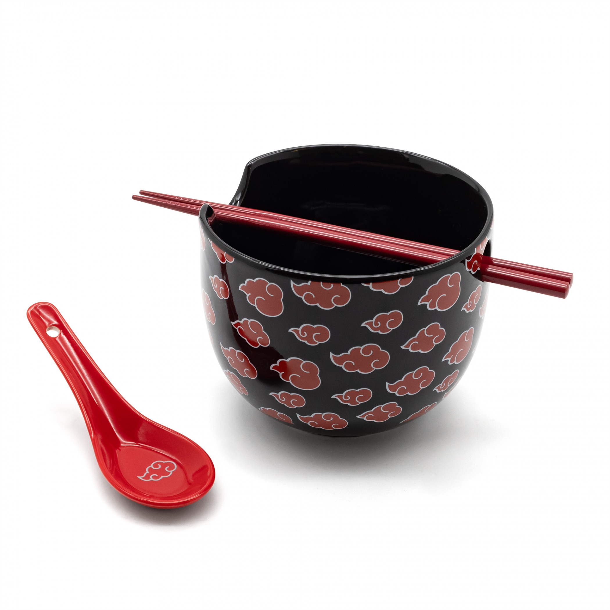 Naruto Akatsuki Ramen Bowl with Chopsticks and Spoon, Black