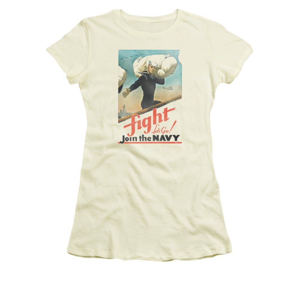 US Navy Fight Let's Go Off-White Juniors T-Shirt