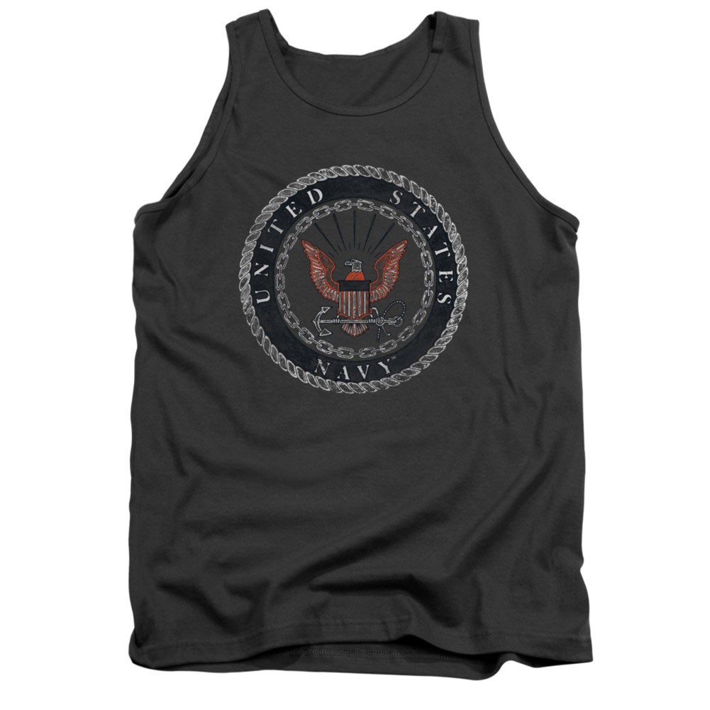 US Navy Rough Emblem Gray Tank Top