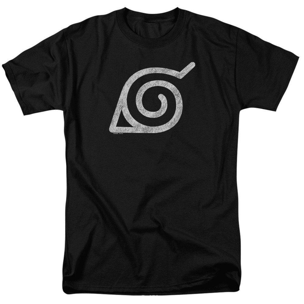 Naruto Distressed Leaves Symbol Tshirt, Black