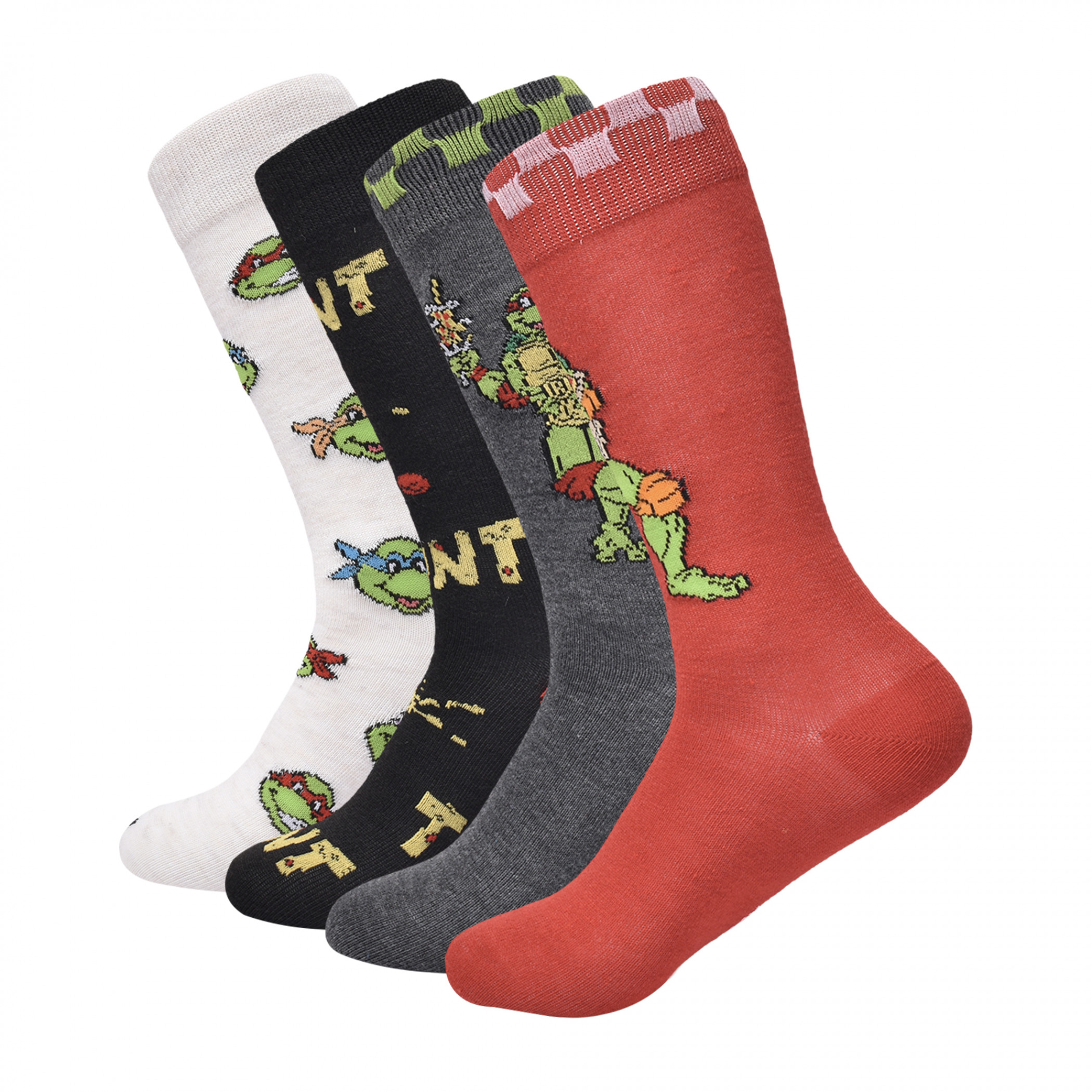 Teenage Mutant Ninja Turtles Pizza Time 4-Pair Pack of Crew Socks, Multi-Color