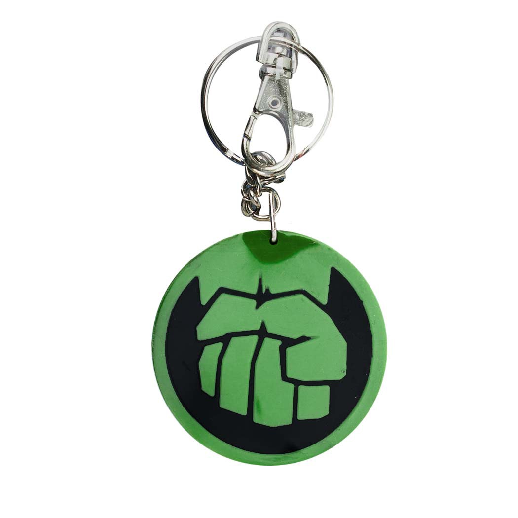 Hulk Fist Icon Rubber Keychain, Green