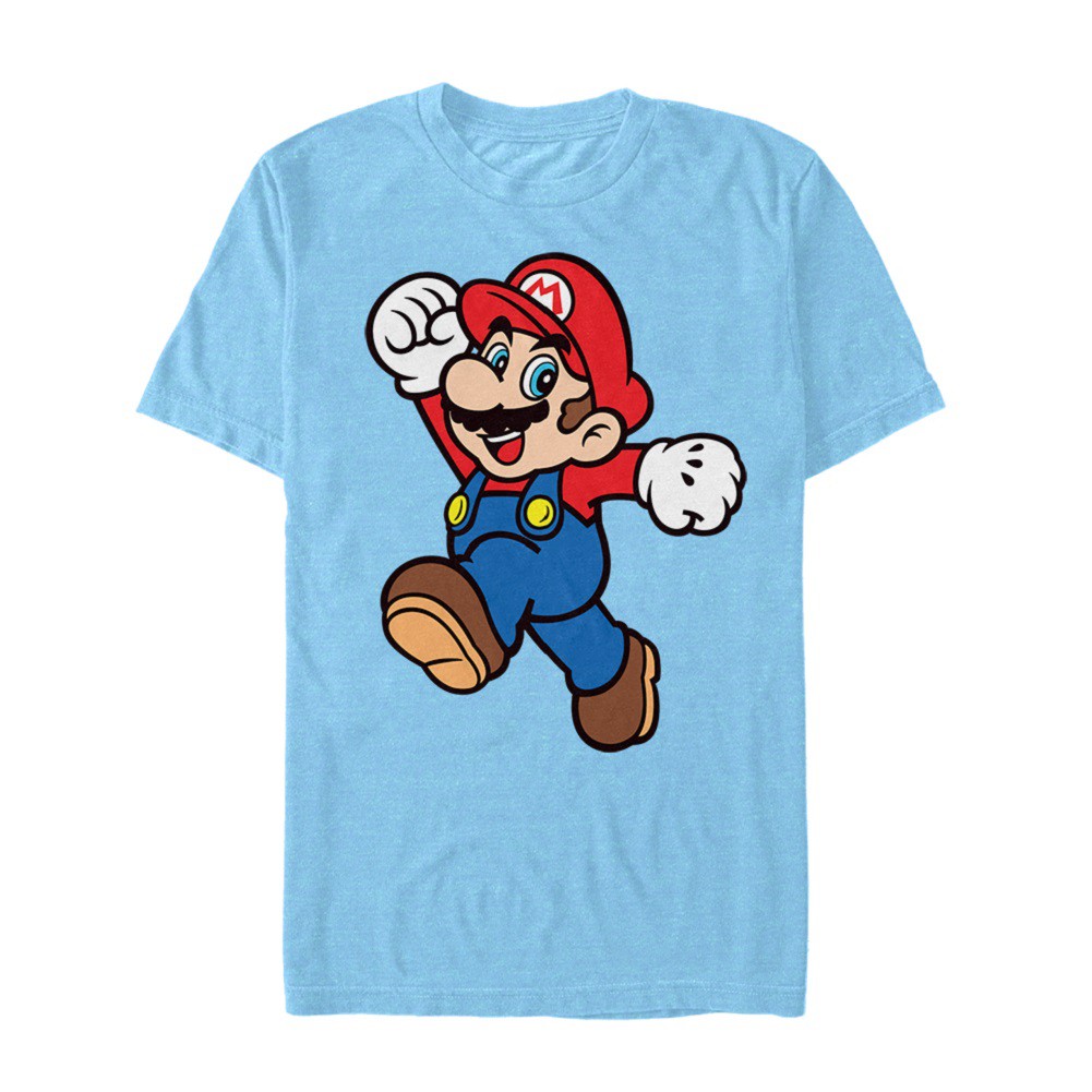 Mario Power Pose Light Blue Men's T-Shirt, Blue