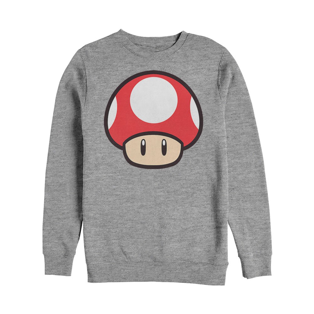 Nintendo Mario Power Up BO Crew Fleece Gray Sweatshirt, Grey