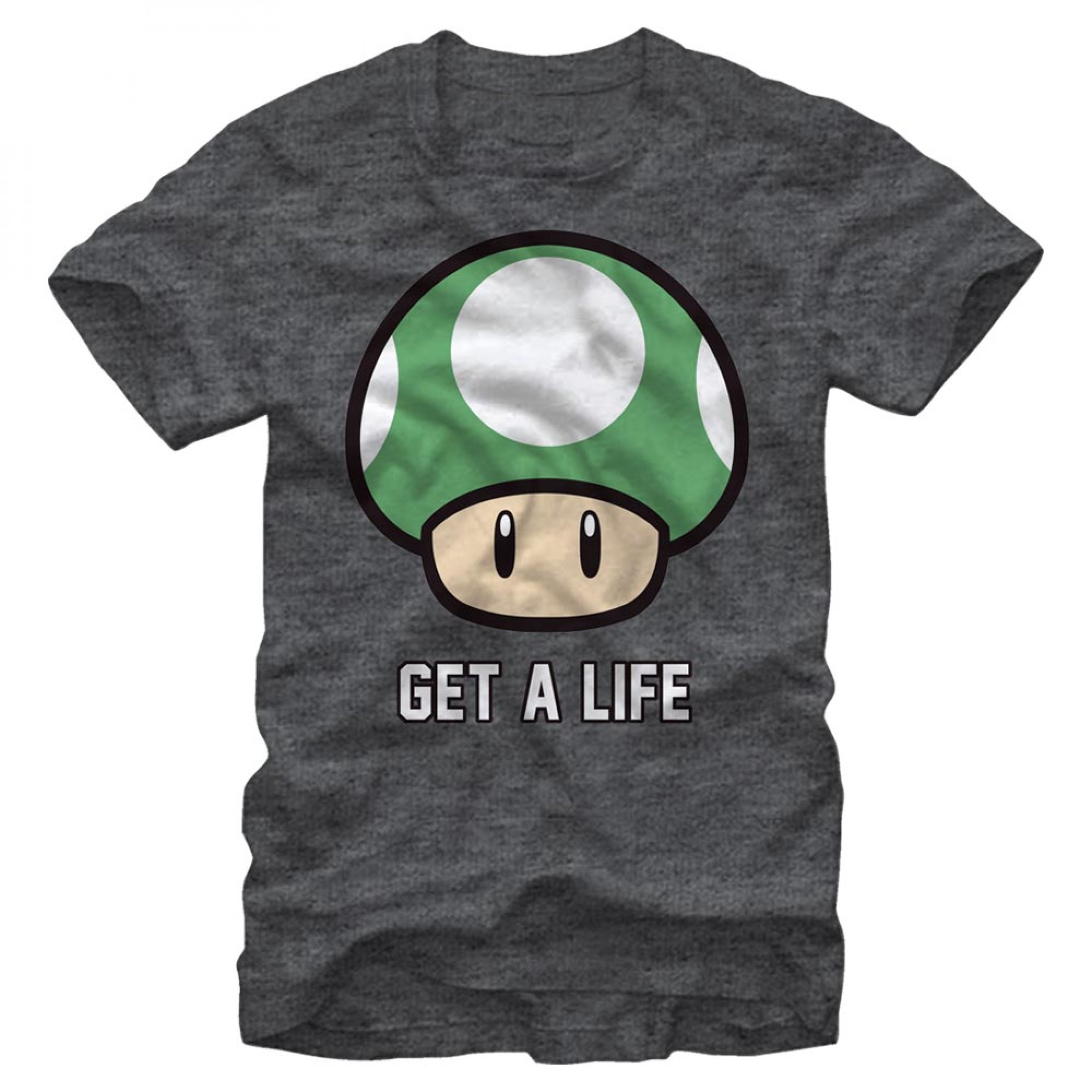 Nintendo Super Mario Get a Life Mushroom T-Shirt, Grey
