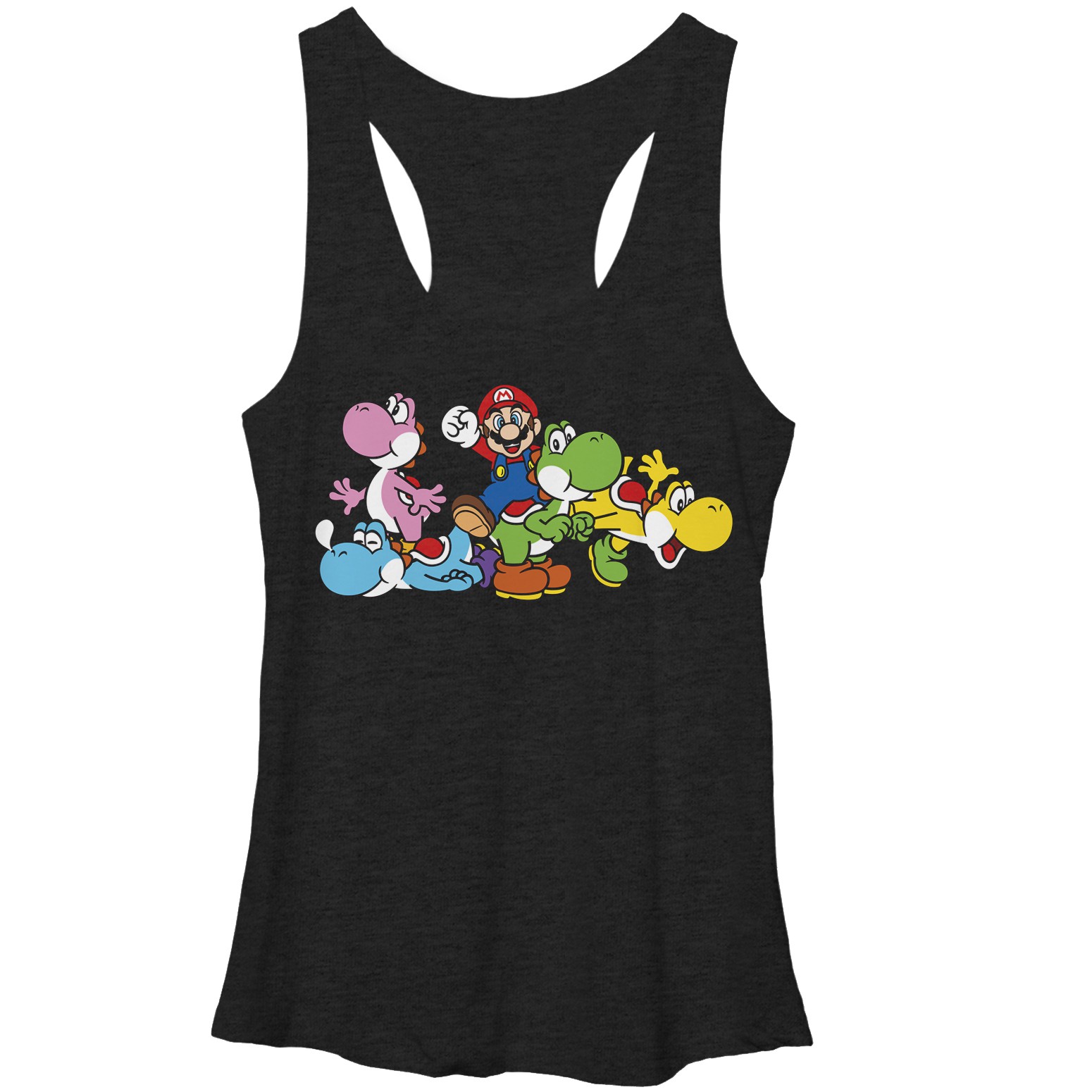 Nintendo Mario Group Yoshi Black Juniors Tank Top, Black