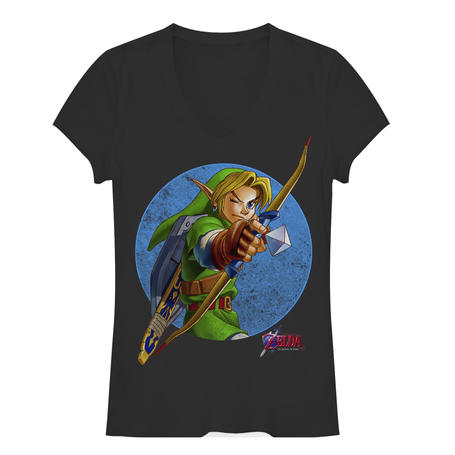Nintendo Legend Of Zelda Retro Link Black Juniors T-Shirt, Black