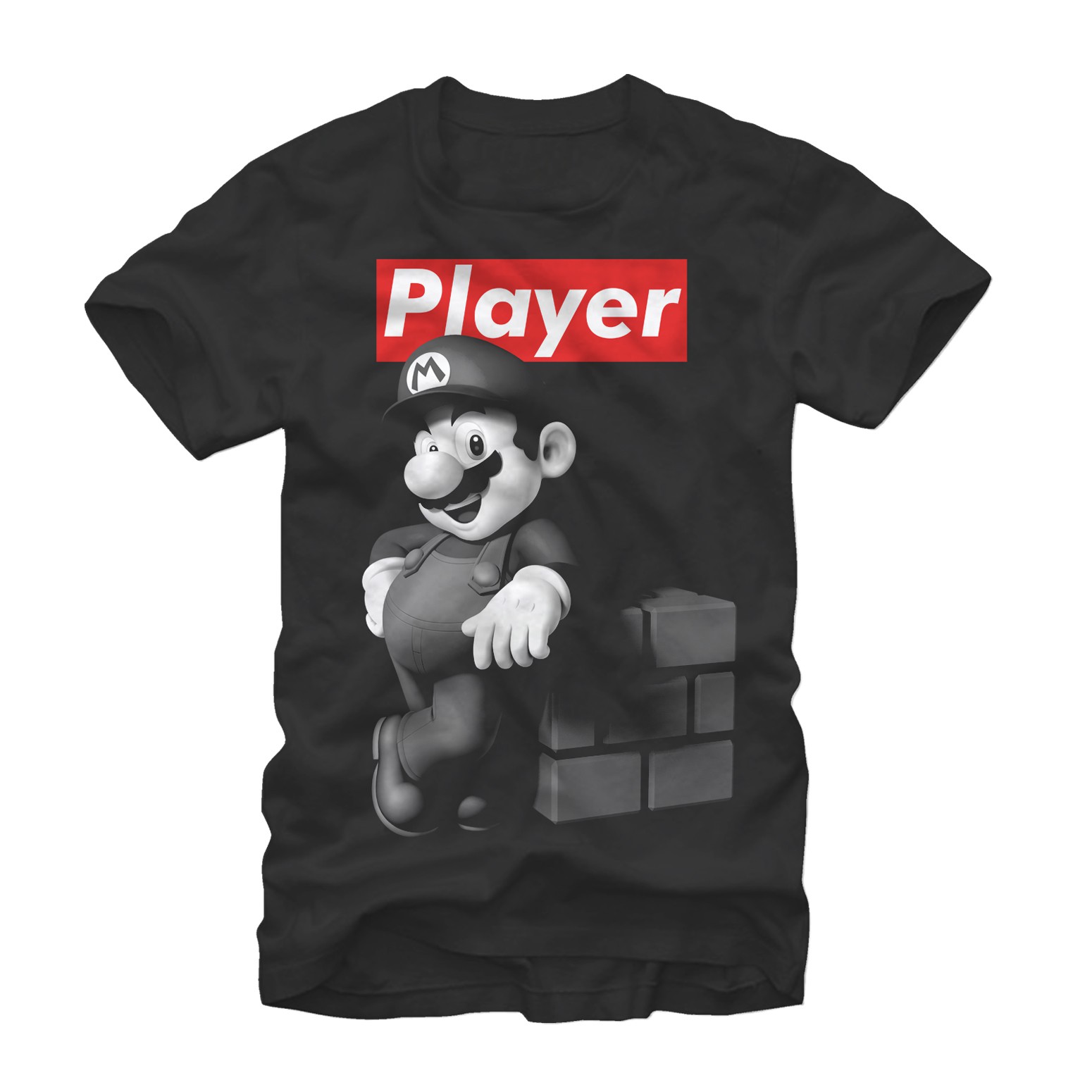 Nintendo Mario Player Black T-Shirt, Black
