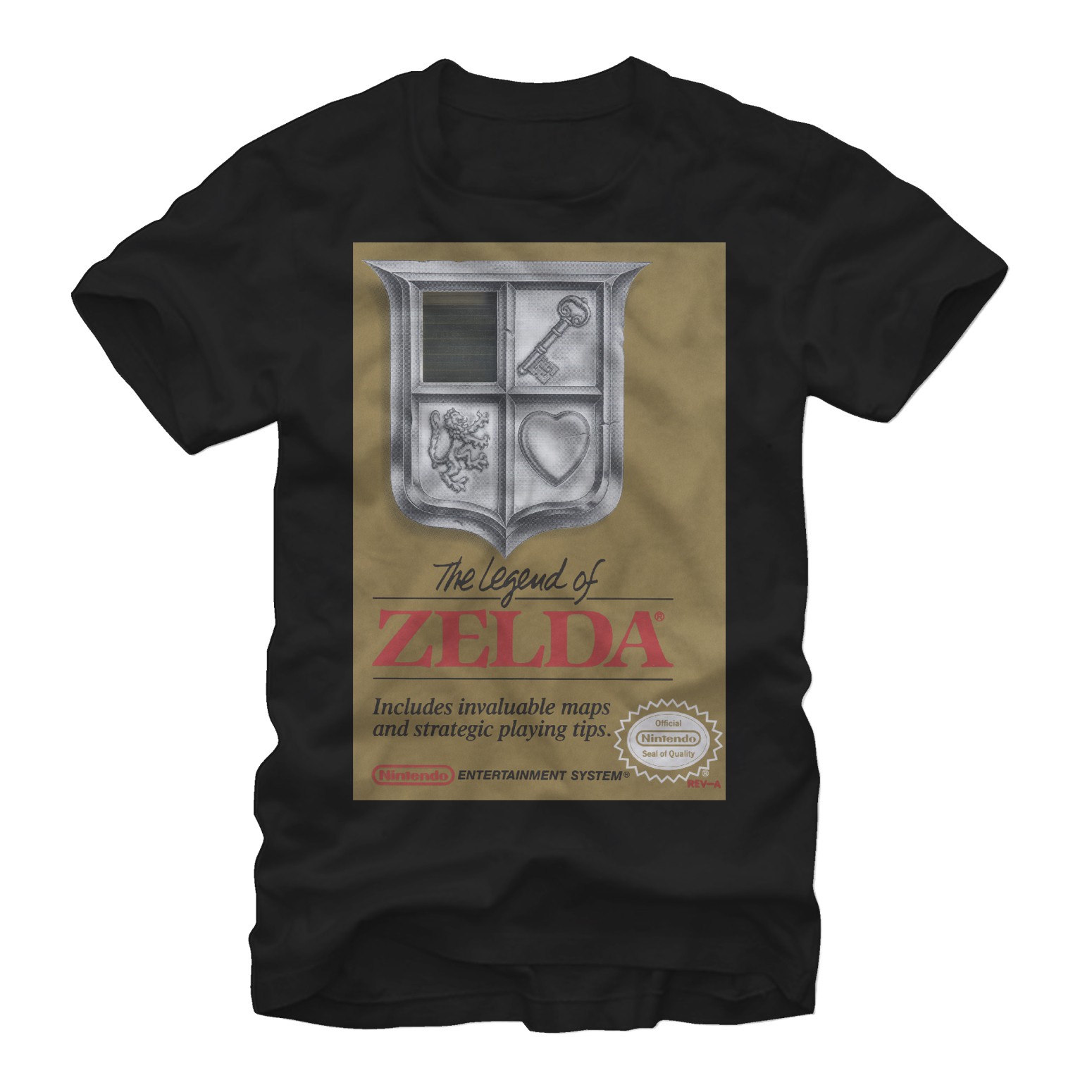 Nintendo Legend Of Zelda NES Gold Cartridge Black T-Shirt, Black