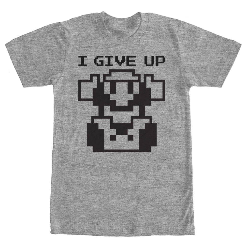 Nintendo Mario I Give Up Gray T-Shirt, Grey