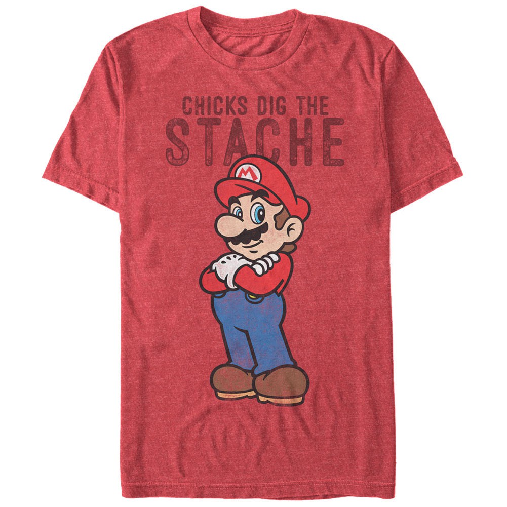 Nintendo Mario Stache Red T-Shirt, Red