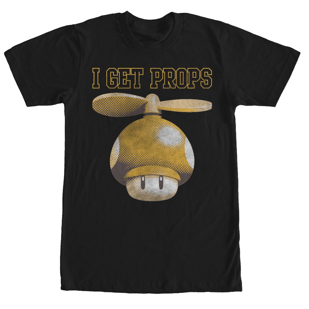 Nintendo Mario Get Props Black T-Shirt, Black