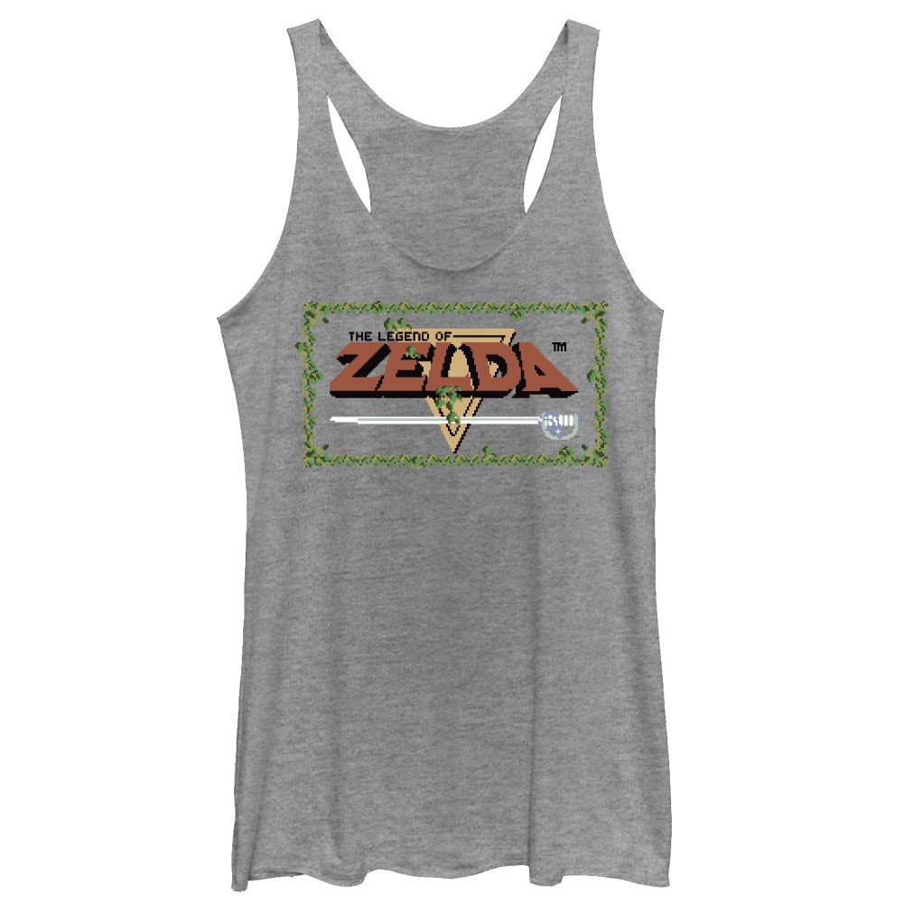 Nintendo Legend Of Zelda Title Gray Juniors Tank Top, Grey