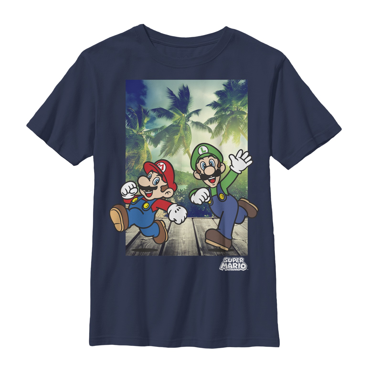 Nintendo Super Mario Running Blue Youth Boys 8-20 T-Shirt, Blue