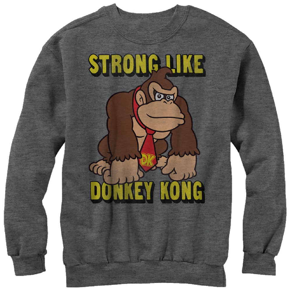Nintendo Donkey Kong Strong Donkey Gray Sweatshirt, Grey