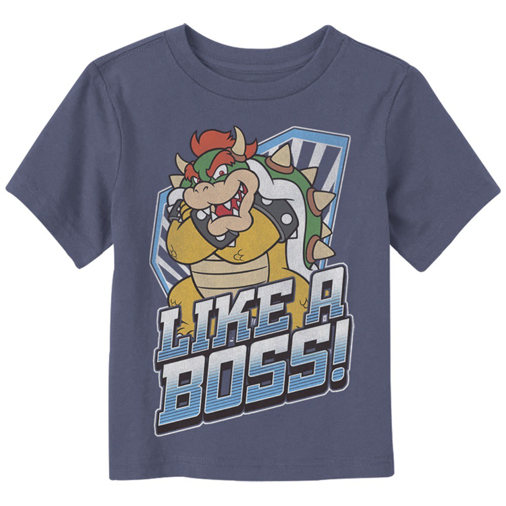 Mario Bowser Boss Toddlers Tshirt, Blue