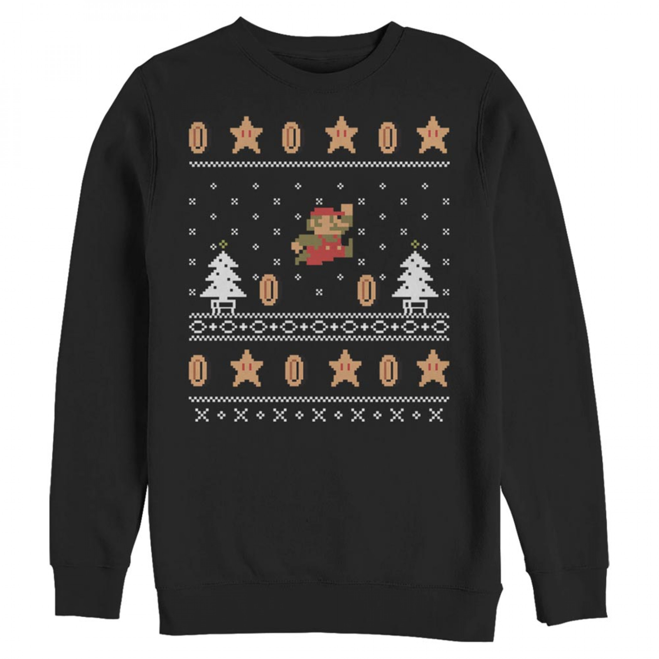 Mario Pixel Style Christmas World Retro Design Sweatshirt, Black