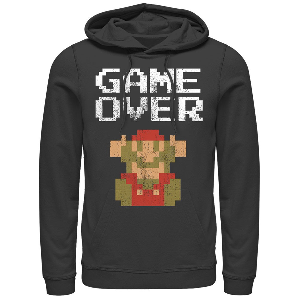 Nintendo Mario Game Over Black Pullover Hoodie, Black