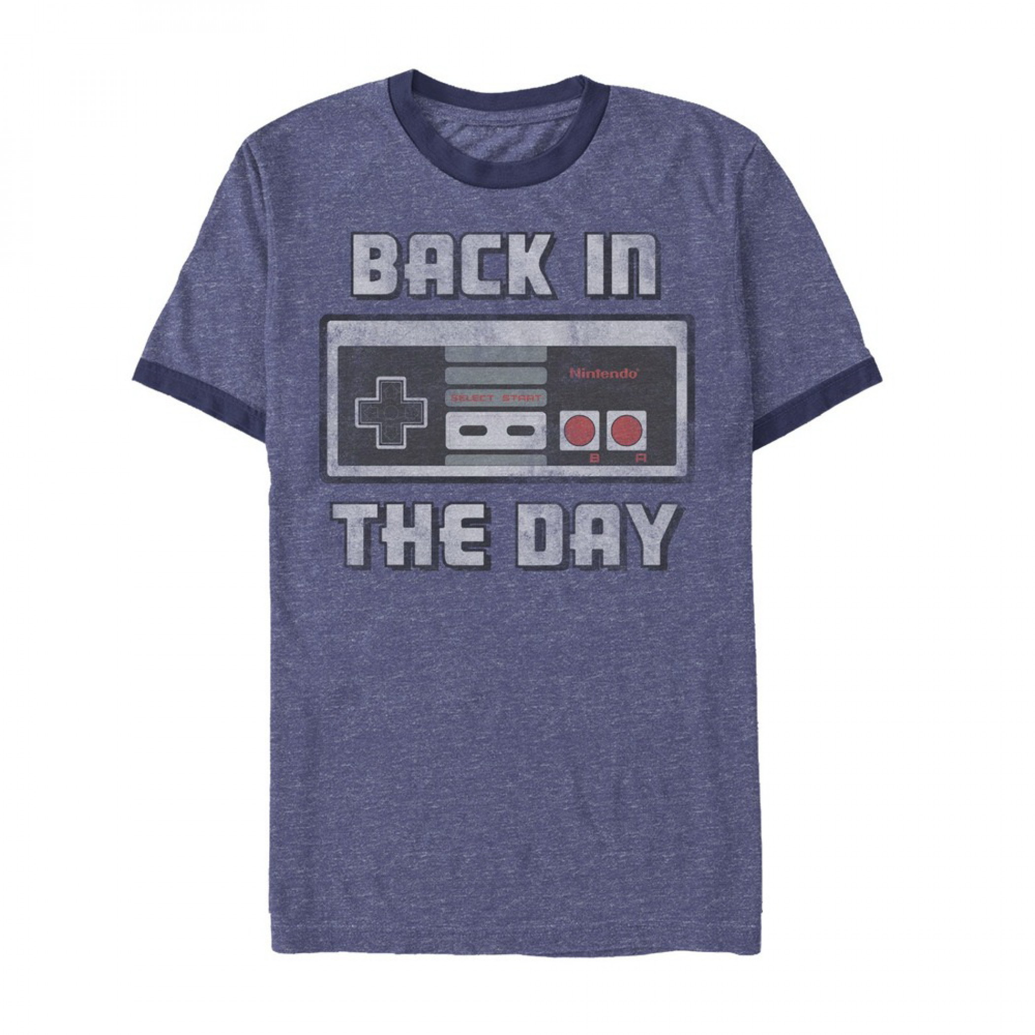 Back In The Day NES Controller Men's Blue Ringer T-Shirt, Blue