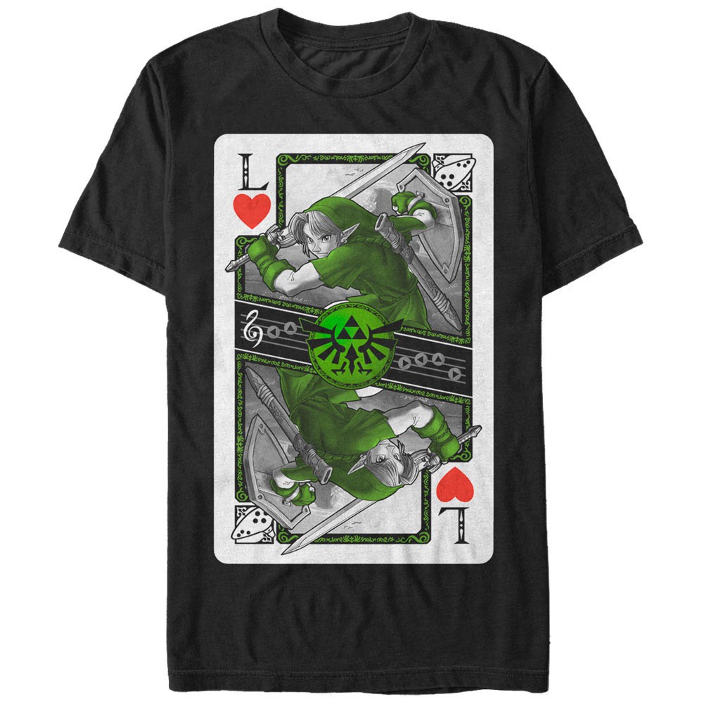 Nintendo Link Card Black T-Shirt, Black