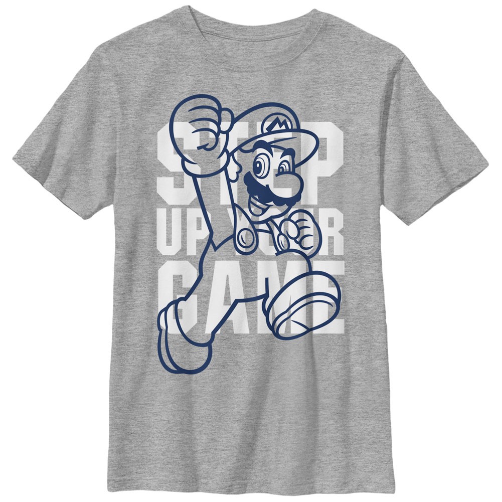 Nintendo Mario Training Gray Unisex Youth T-Shirt