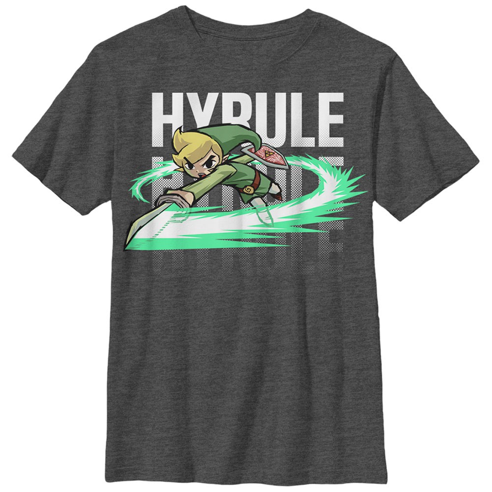 Nintendo Legend of Zelda Hyrule Stack Gray Unisex Youth T-Shirt, Grey