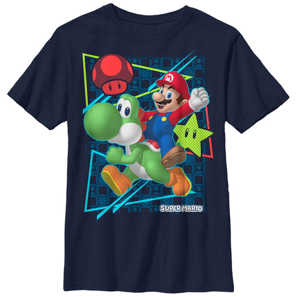 Nintendo Mario Sunday Rider Blue Unisex Youth T-Shirt, Blue
