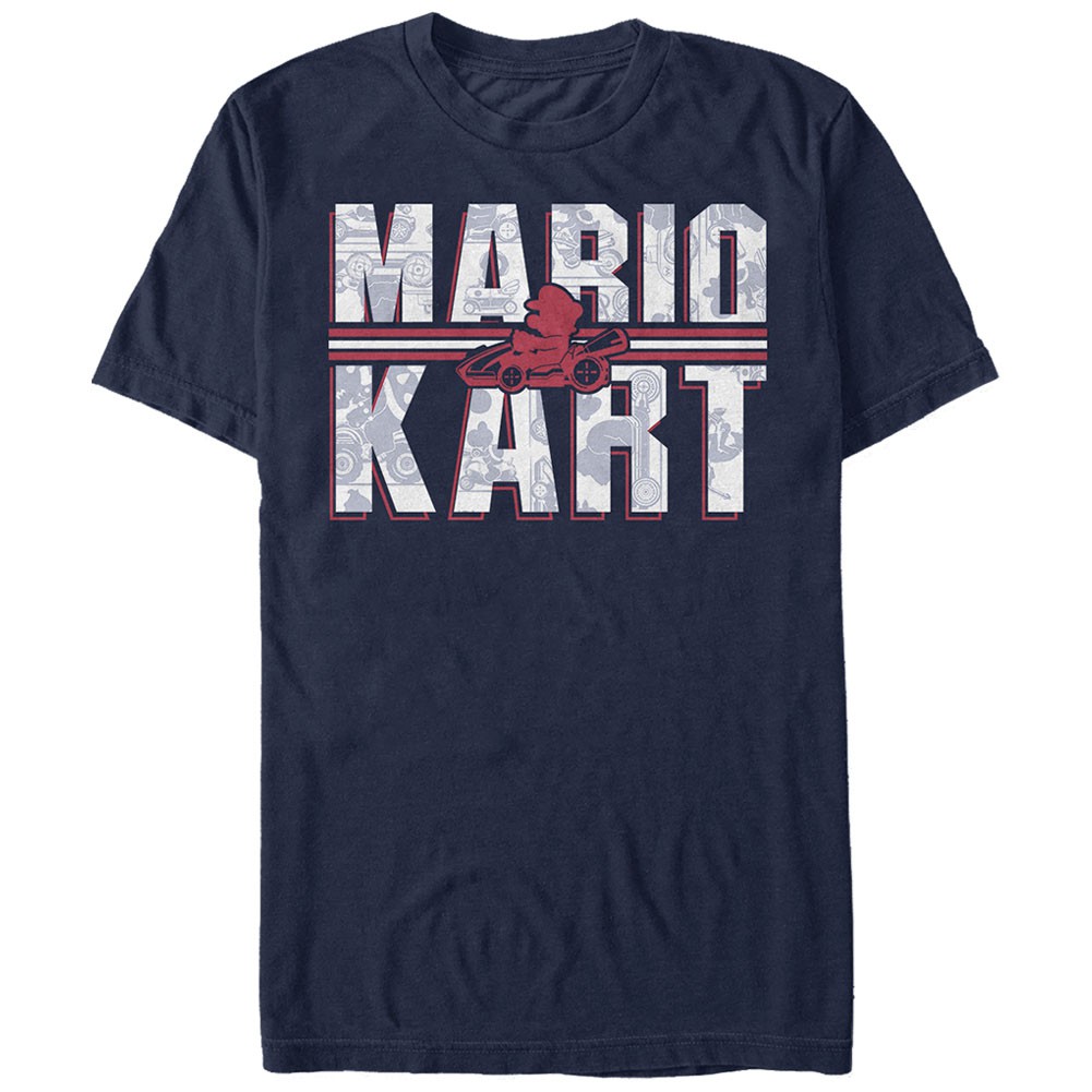 Nintendo Mario Kart Text Blue T-Shirt, Blue