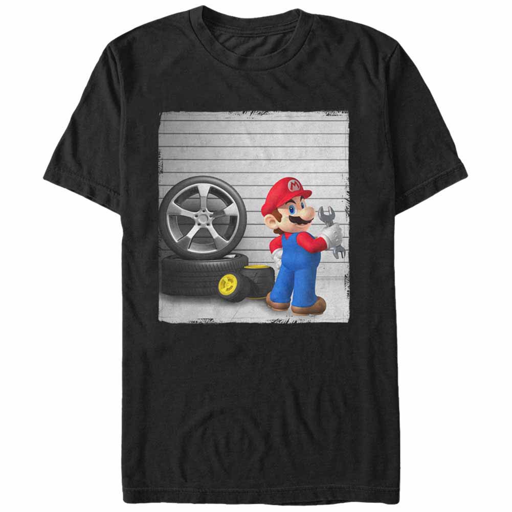 Nintendo Mario Garage Black T-Shirt, Black