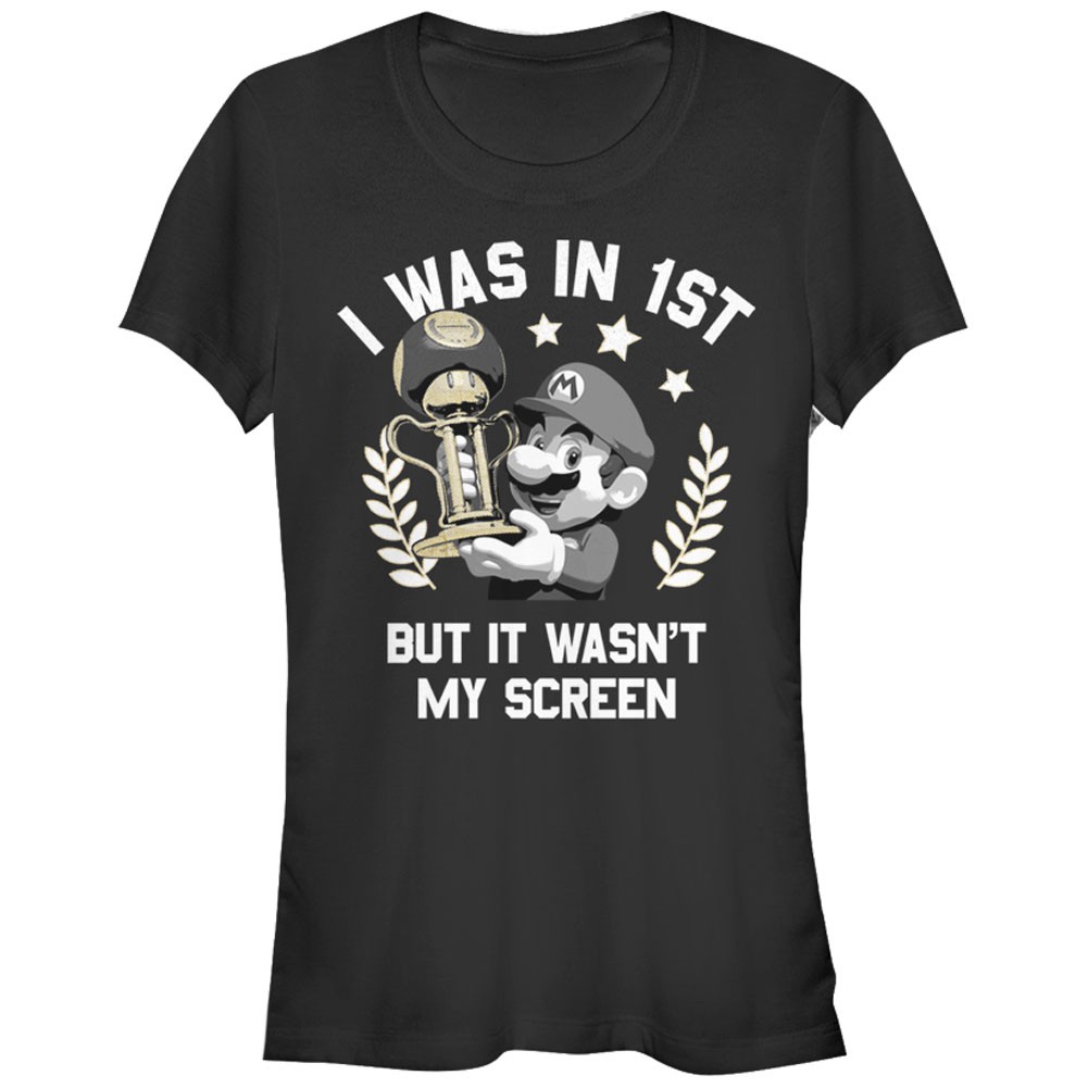 Nintendo Mario First Black Juniors T-Shirt, Black
