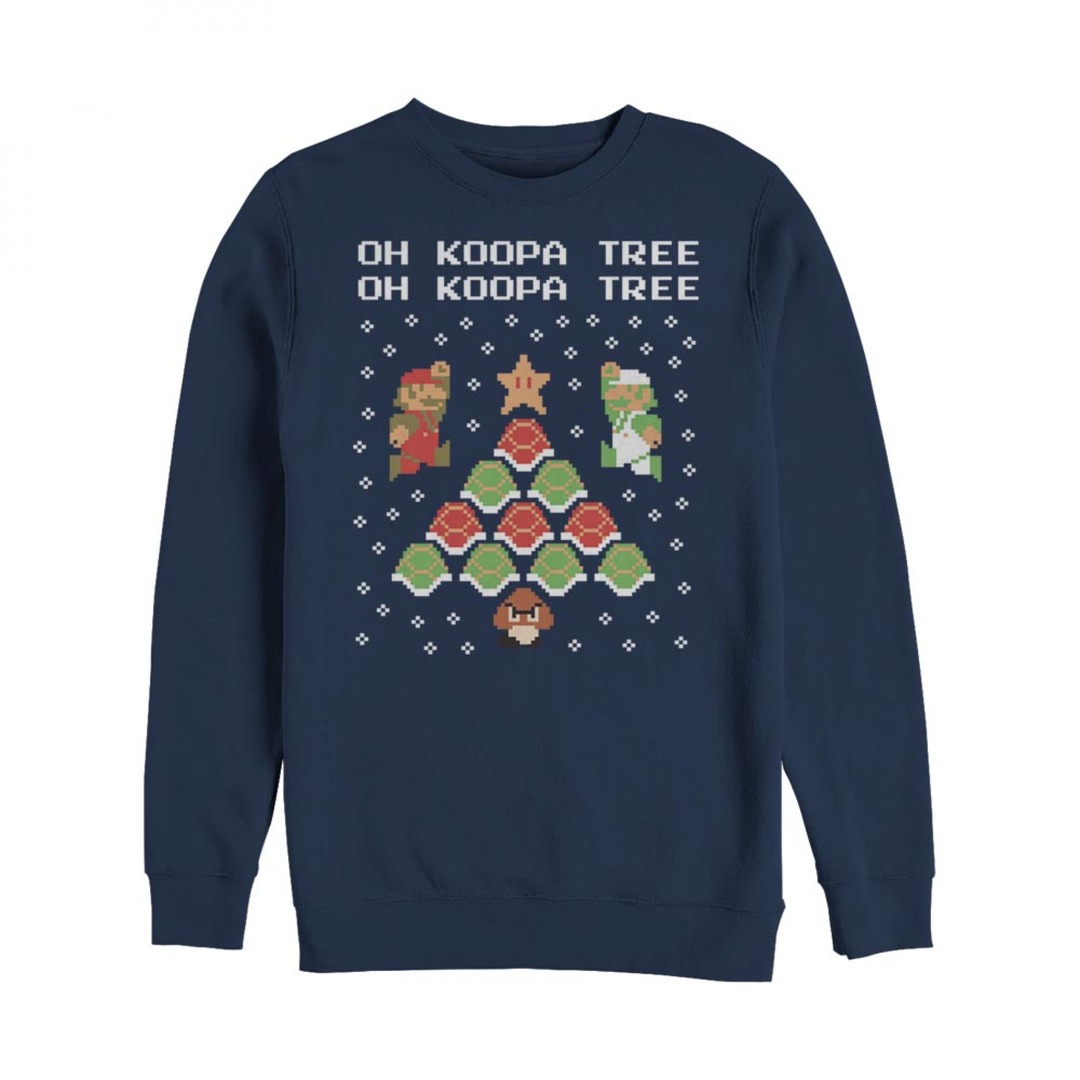Nintendo Super Mario Oh Koopa Tree Ugly Christmas Sweatshirt, Blue
