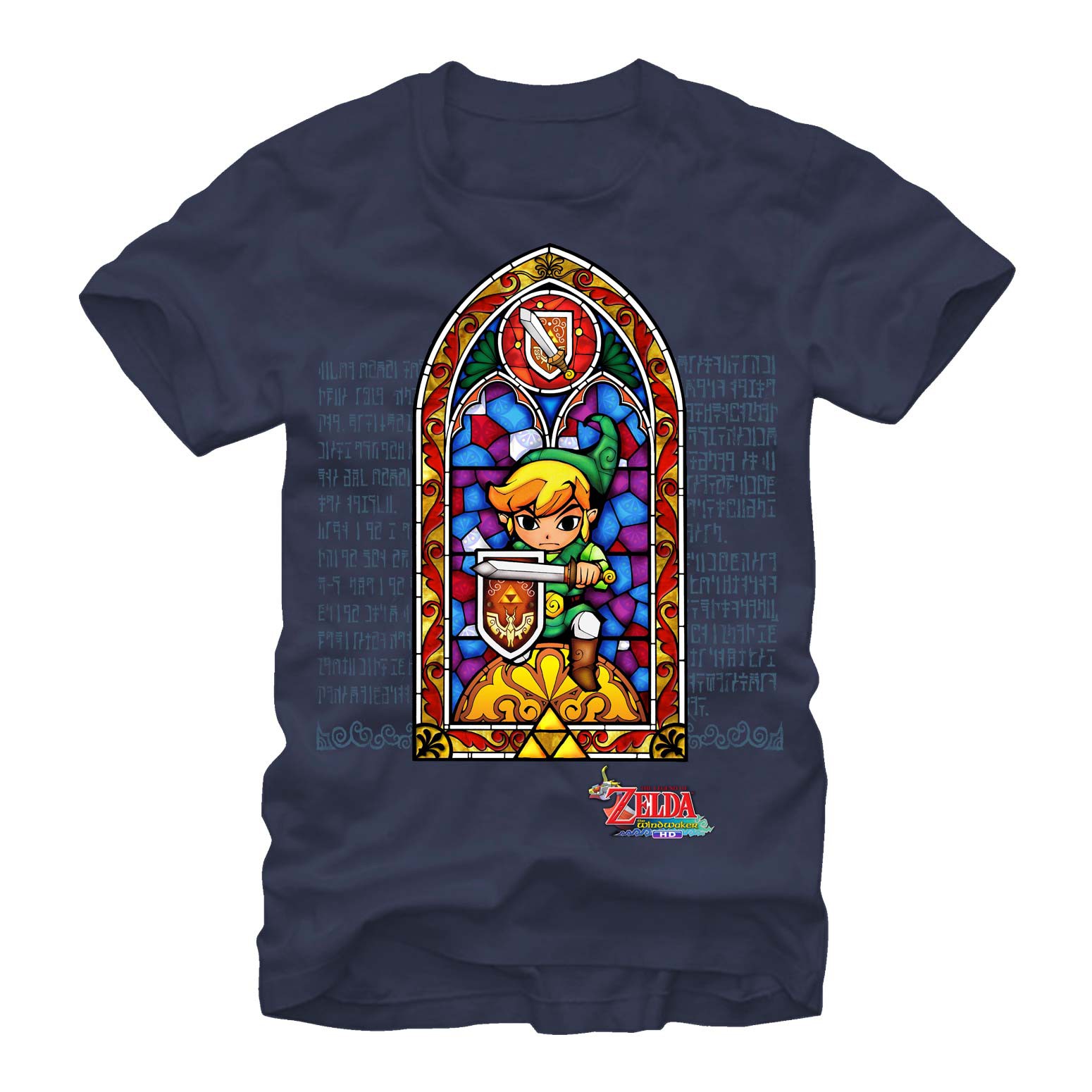 Legend of Zelda Stained Glass Navy Blue T-Shirt, Blue