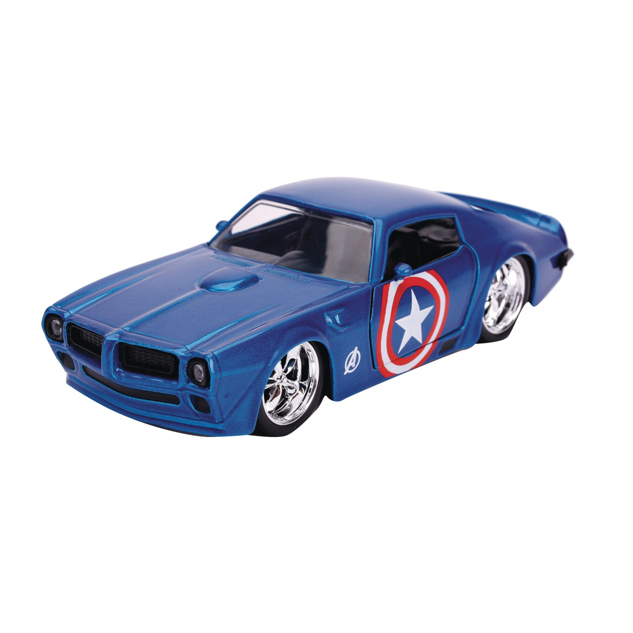 Captain America 1972 Pontiac Firebird Diecast Metal 5' Movie Car by Jada Toys, Multi-Color