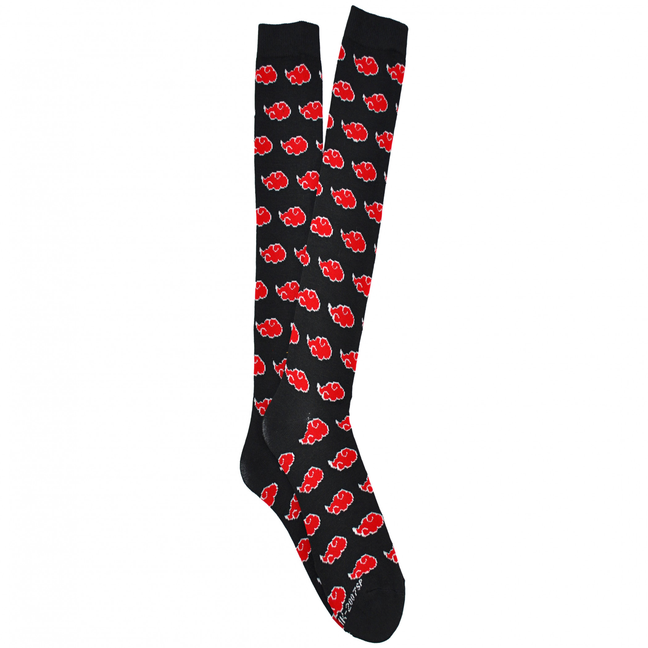 Naruto Shippuden Akatsuki Clouds Symbol Print Knee High Socks, Black