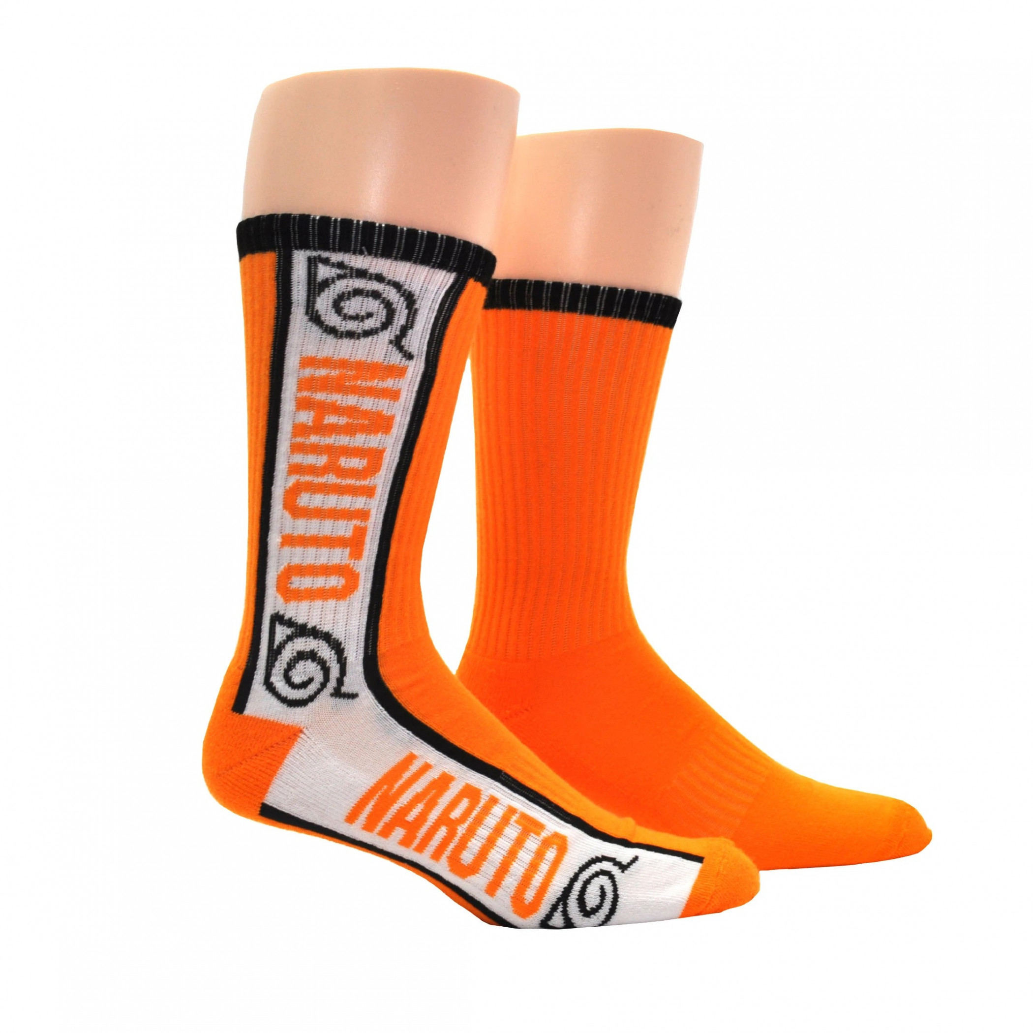 Naruto Shippuden Hidden Leaf Village Symbols Athletic Crew Socks, Orange