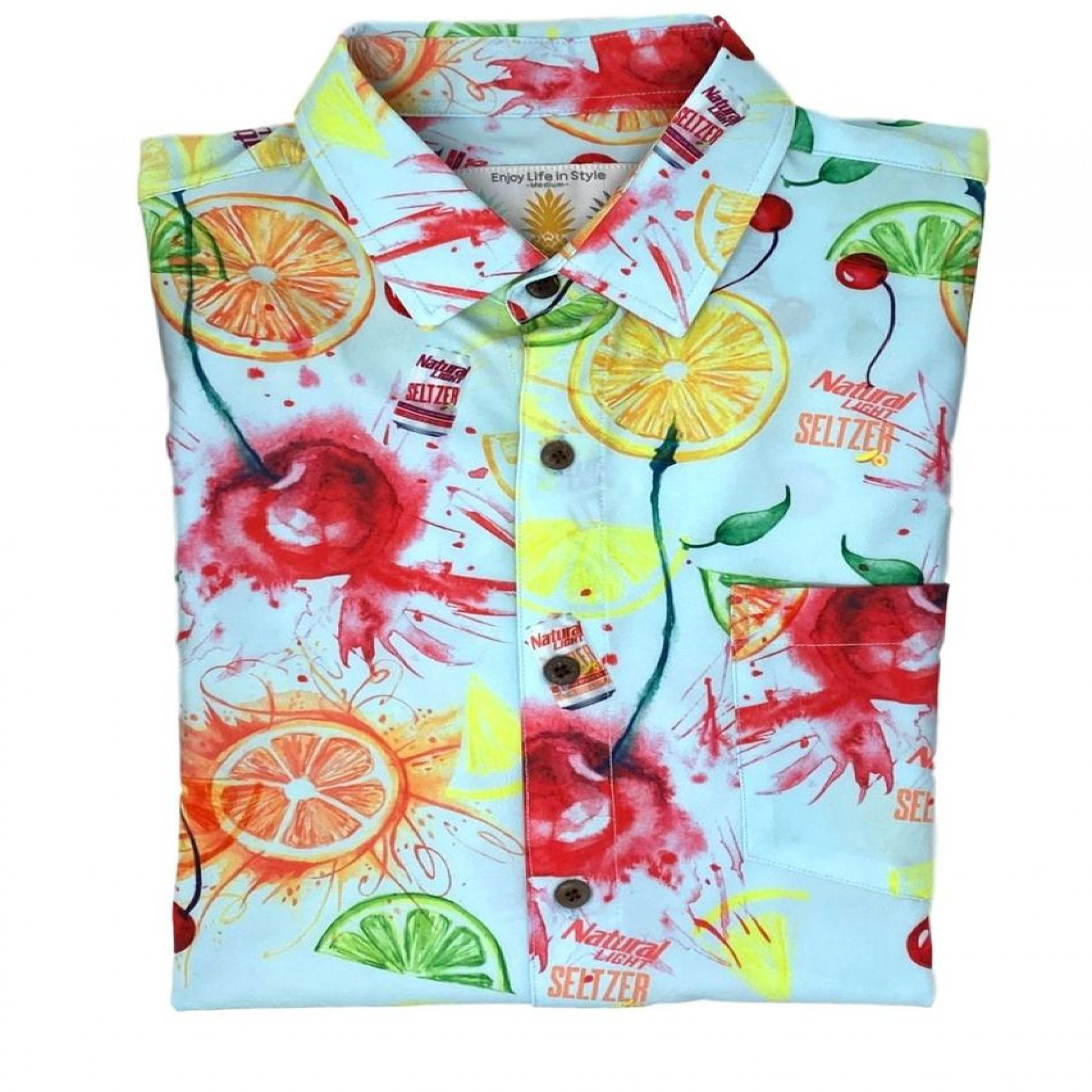 Natty Seltzer Natural Light Aloha Beaches Tropical Bros Hawaiian Shirt