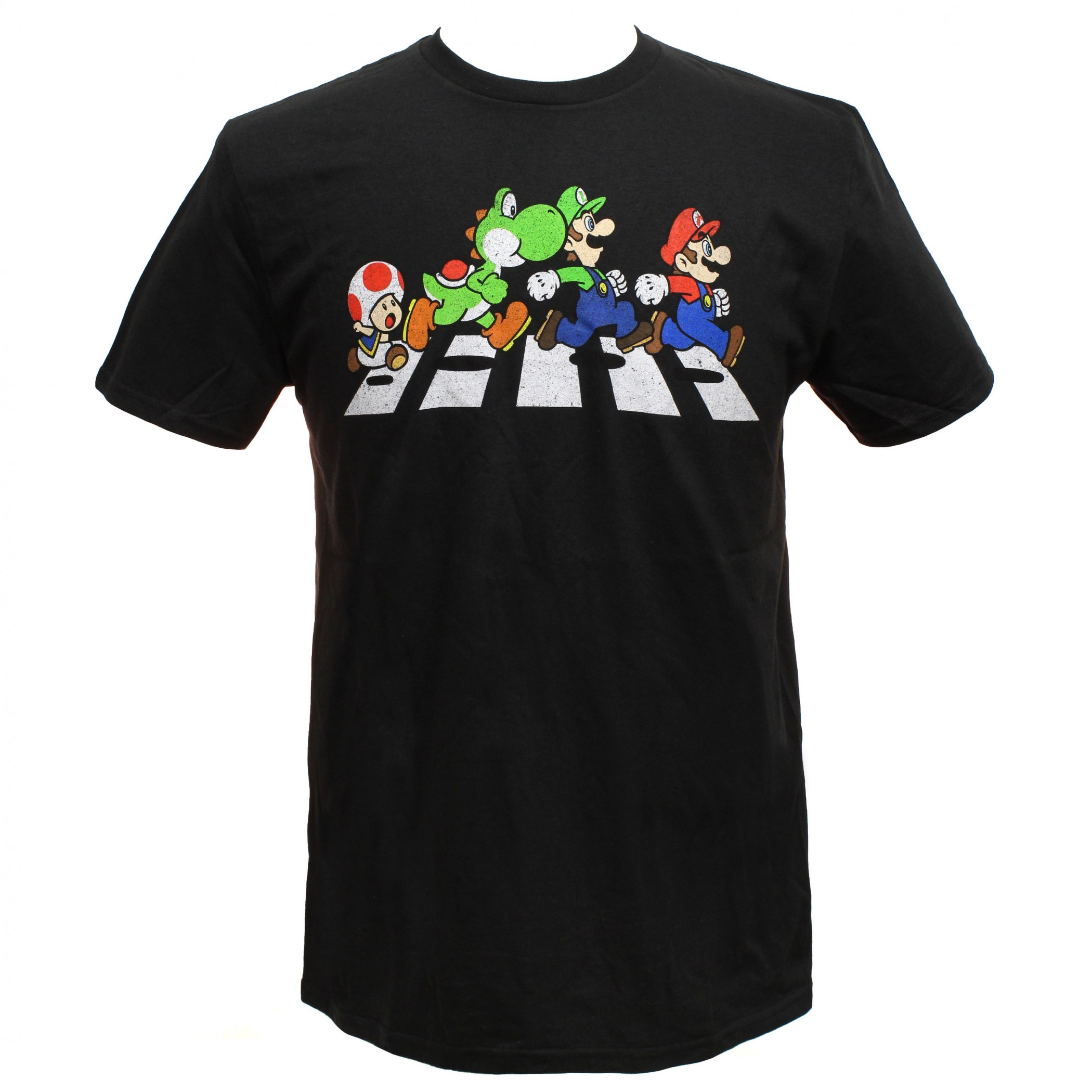 Nintendo Super Mario Beatles Abbey Road Parody T-Shirt, Black