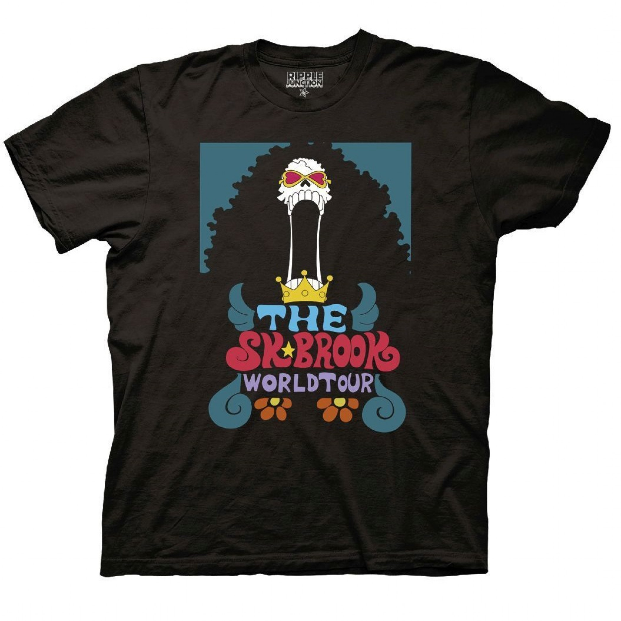 One Piece Soul King Brook World Tour Crew T-Shirt, Black