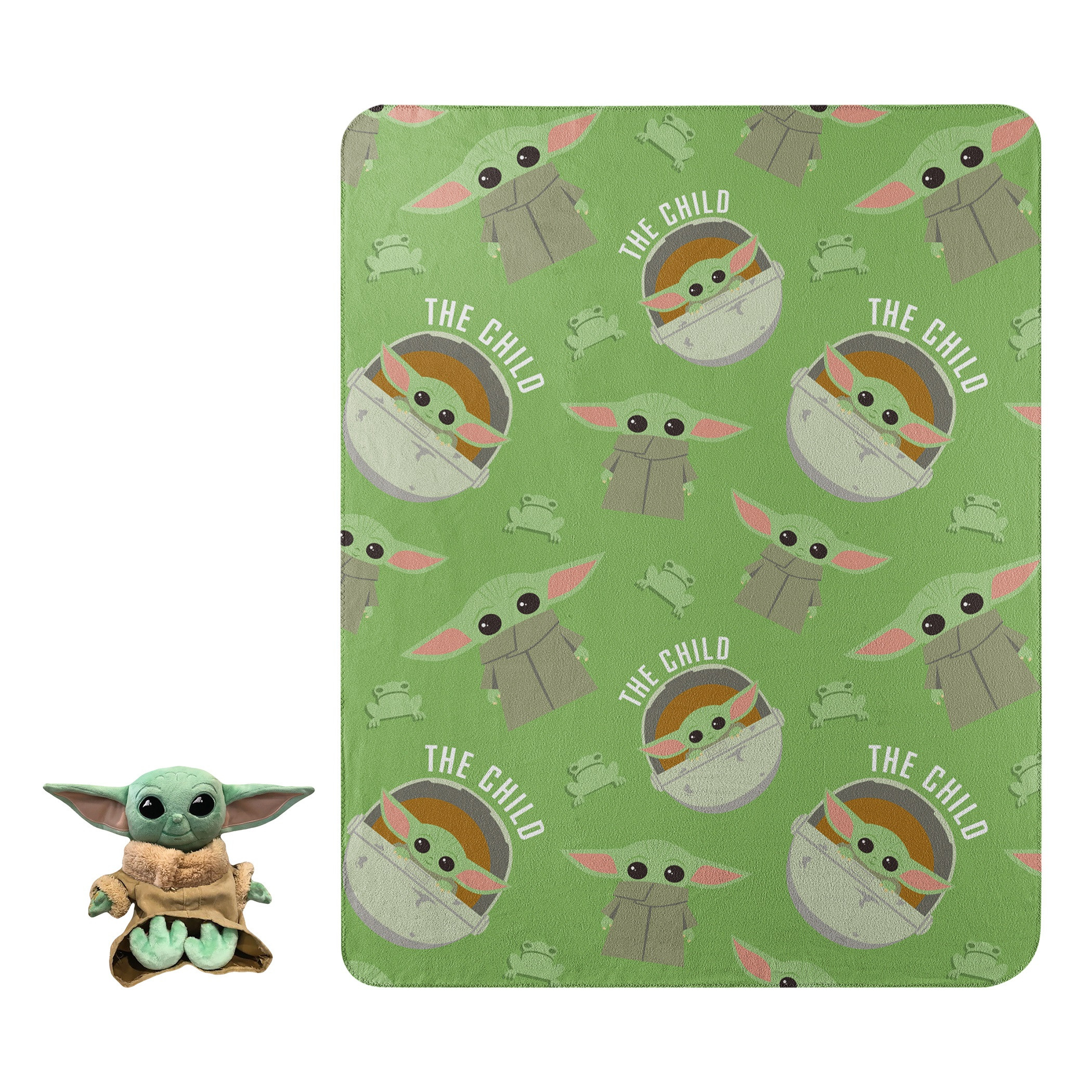 Star Wars The Mandalorian The Child Hugger and 40x50 Throw Blanket, Green