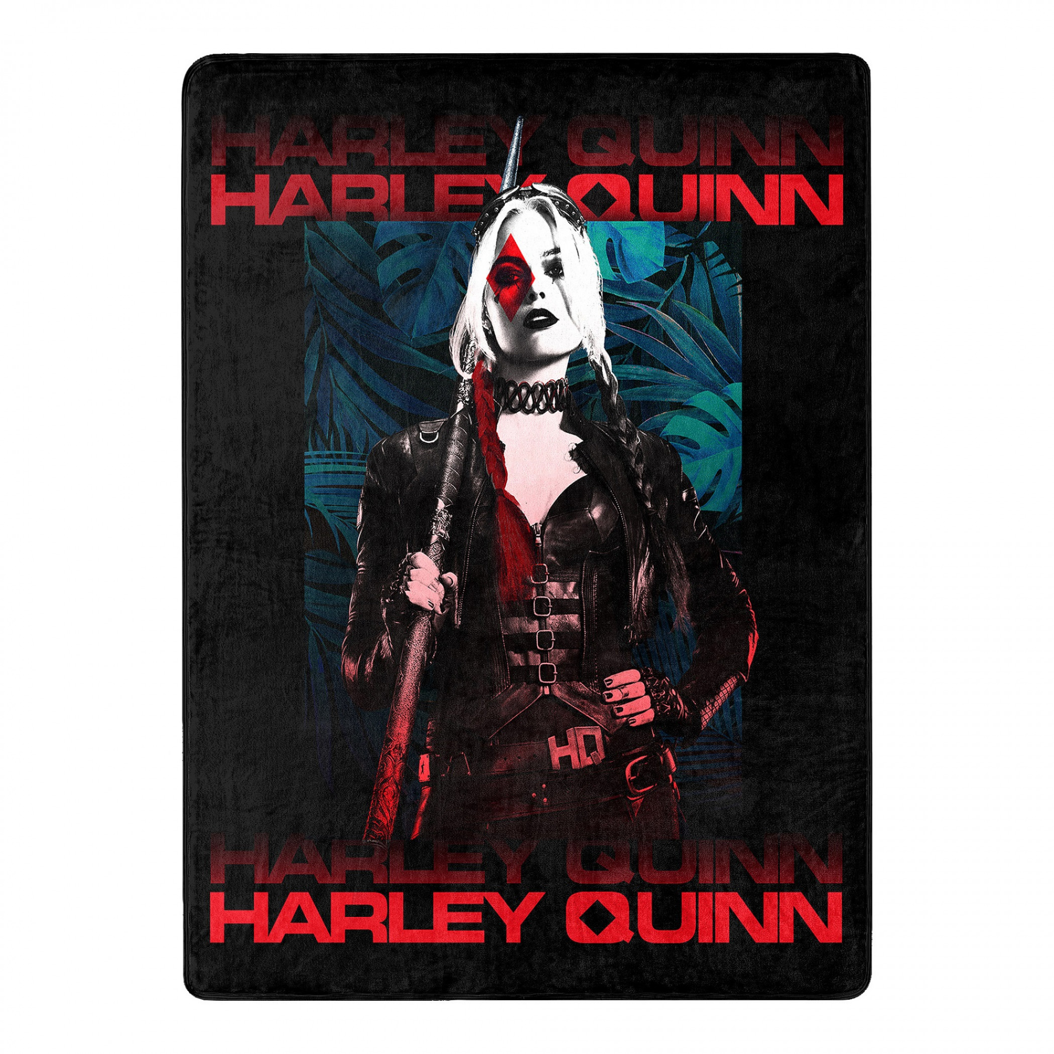 Harley Quinn The Suicide Squad Tropical Floral 46 X 60 Silk Touch Throw, Black