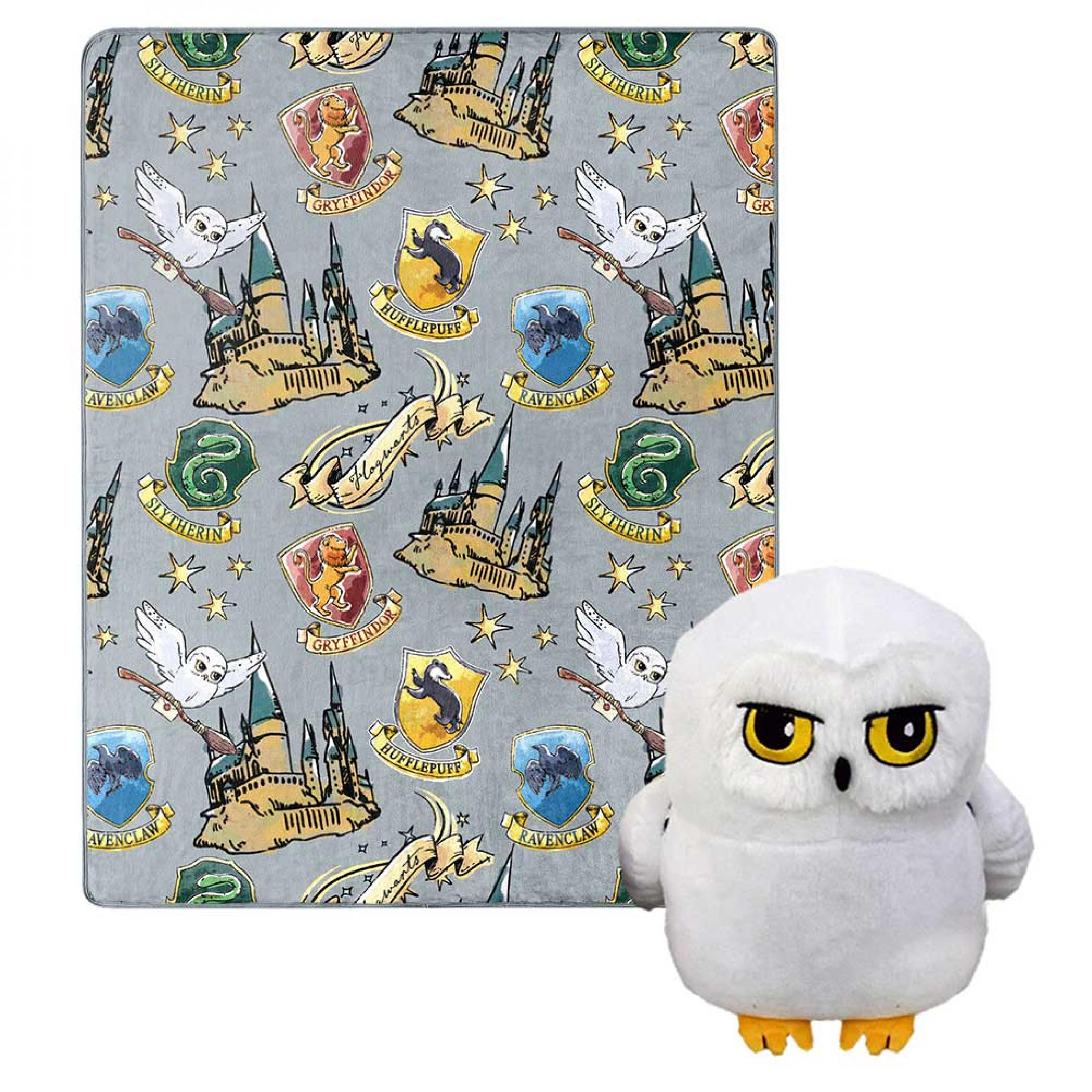 Harry Potter Hedwig Magic 40 X 50 Silk Touch with Plush Hugger, White