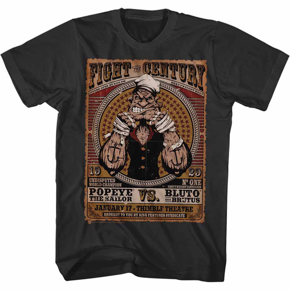 Popeye Fight Of The Century Black T-Shirt
