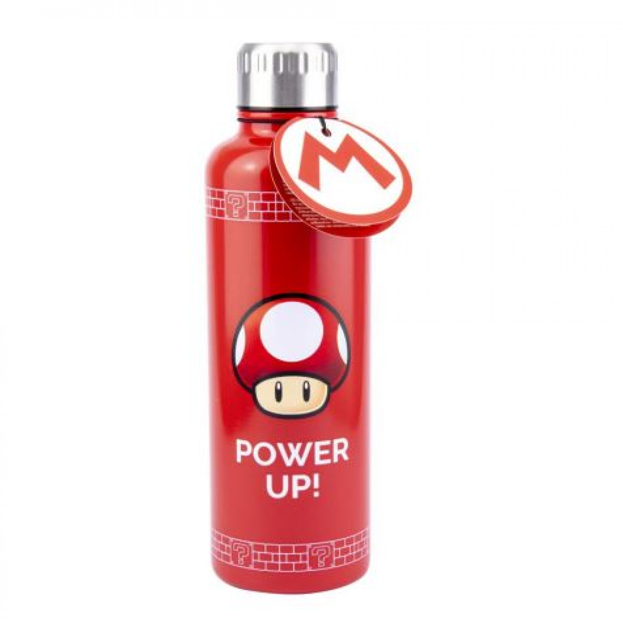 Super Mario Power Up Mushroom 16oz Double Walled Water Bottle, Red