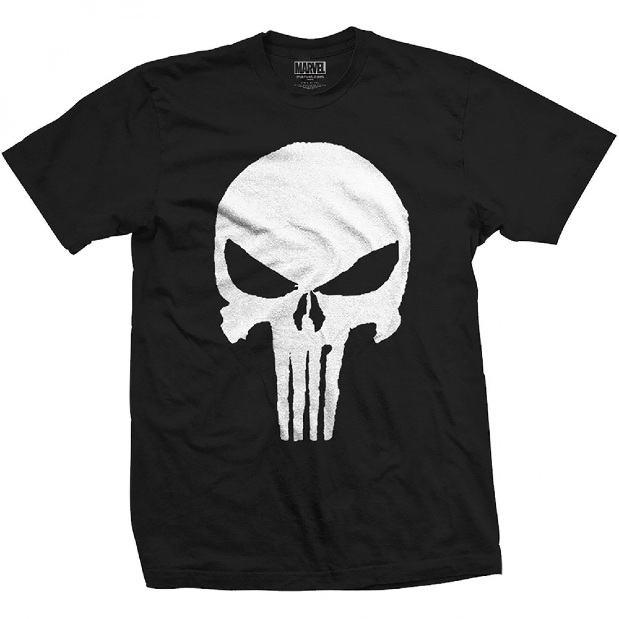 Punisher Jagged Skull Logo T-Shirt, Black