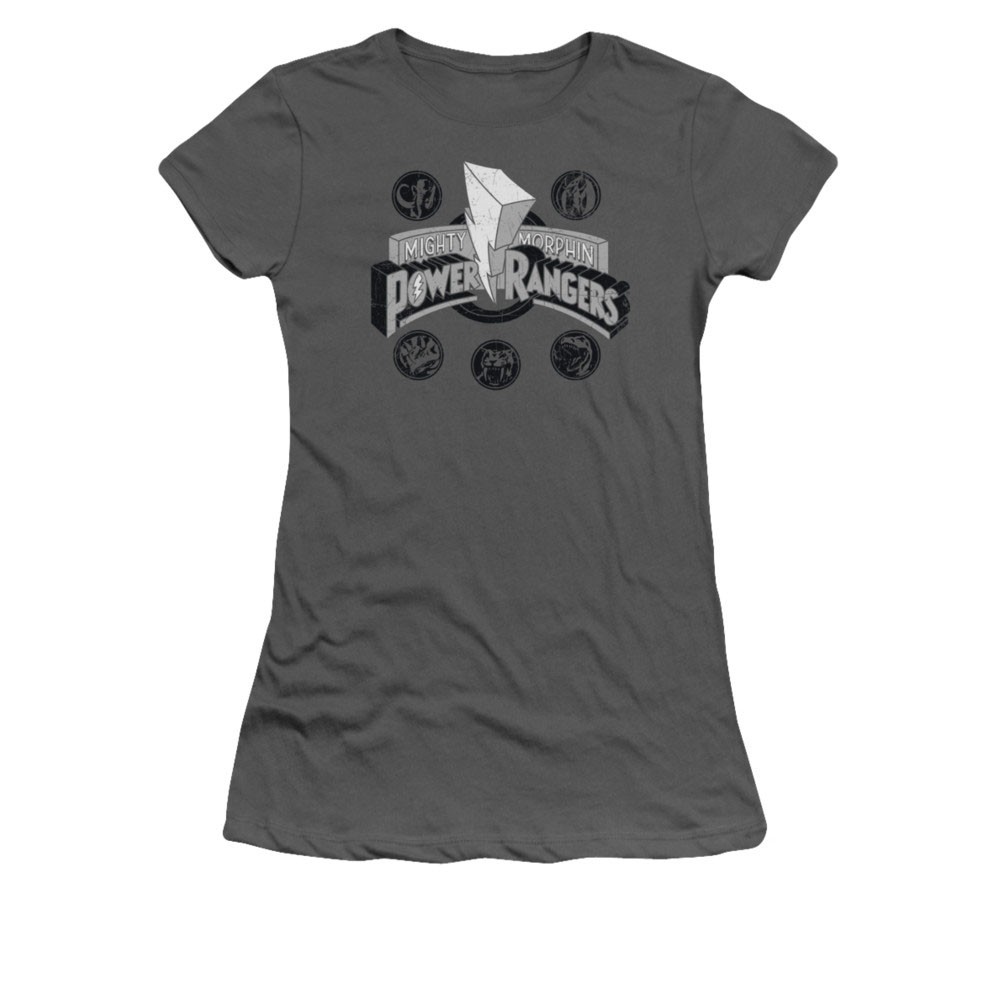 Power Rangers Coins Gray Juniors T-Shirt