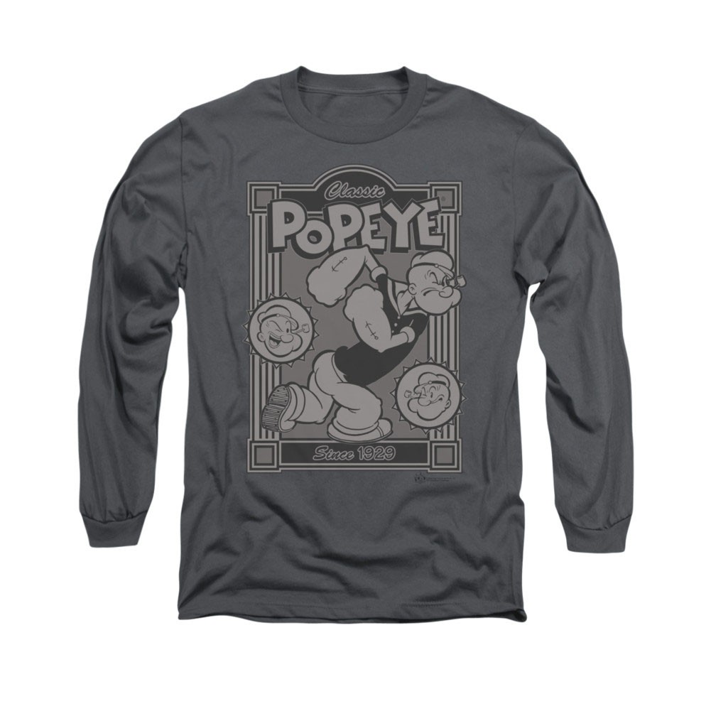 Popeye Classic Gray Long Sleeve T-Shirt